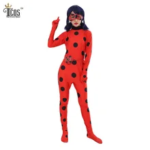 Miraculous Ladybug Girl Cosplay Costume Kids Spandex Lycra Jumpsuit Turtleneck Unitard Women Halloween Party Tight Suit