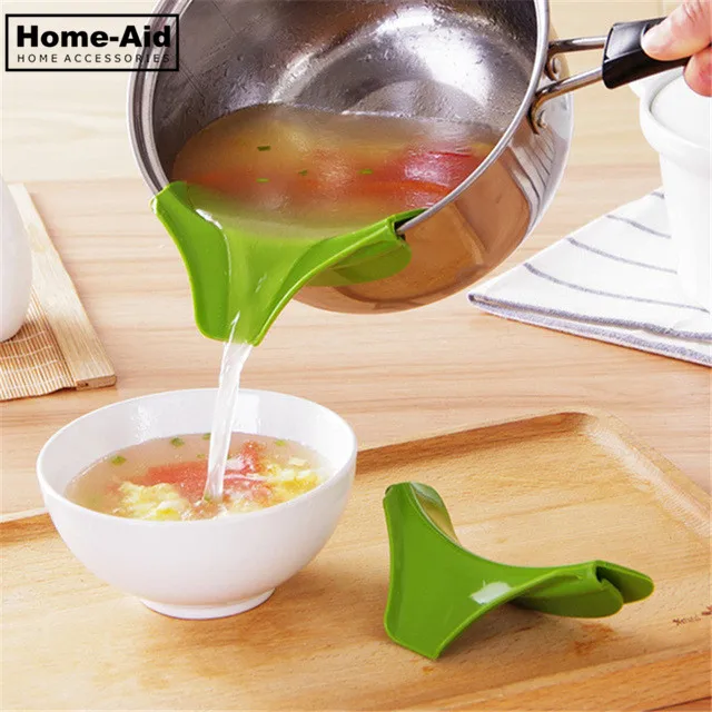 

Bar Kitchen Accessories New Kitchen Funnel Tools Pots and Pans To Prevent Spills Circular Rim Deflector Liquid Silicone Funnel