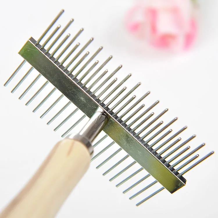 

Double Sides Wooden Handle Stainless Steal Needle Large Dog Comb Hairbrush Big Dog Grooming Hair Tool Hair Care For Dogs 12*10cm