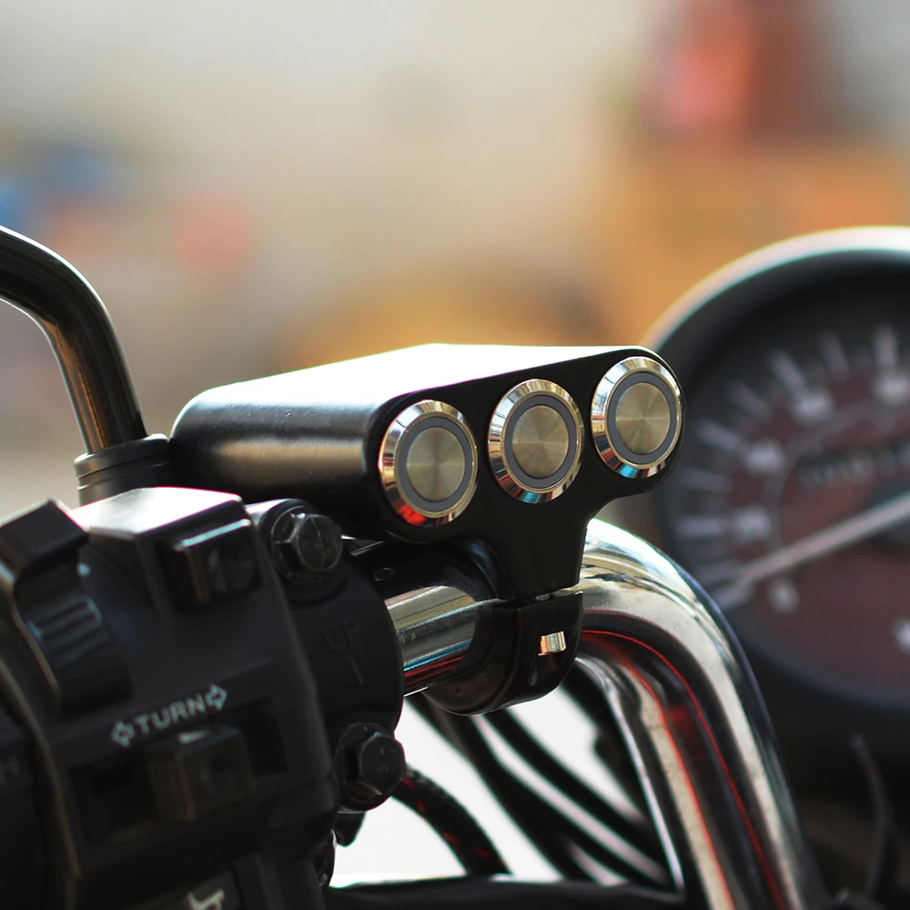 WUPP универсальные переключатели на руль мотоцикла, противотуманный светильник с креплением, клаксон, выключатель питания, алюминиевый с индикатором