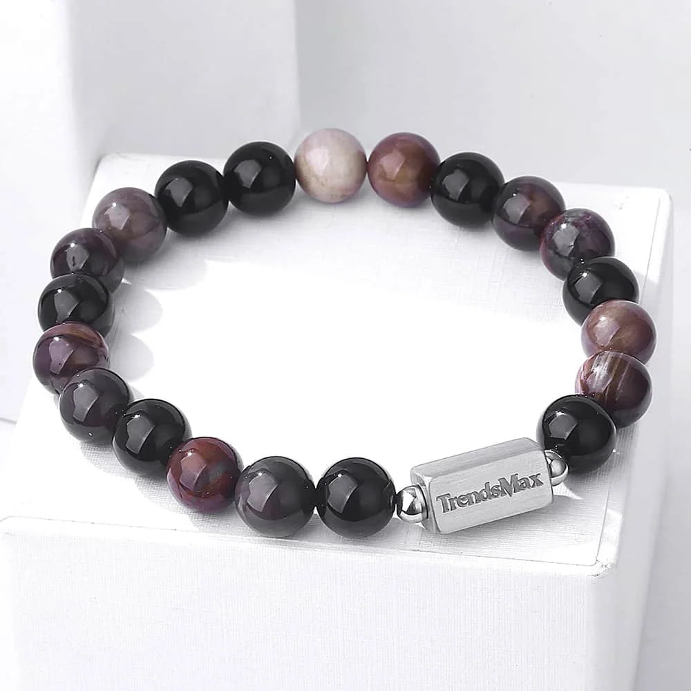 10MM Natural Jasper Stone Beaded Bracelet Onyx Stone Charm Round Chain Beads Bracelets Women Mens Pulseras Masculina TBB012