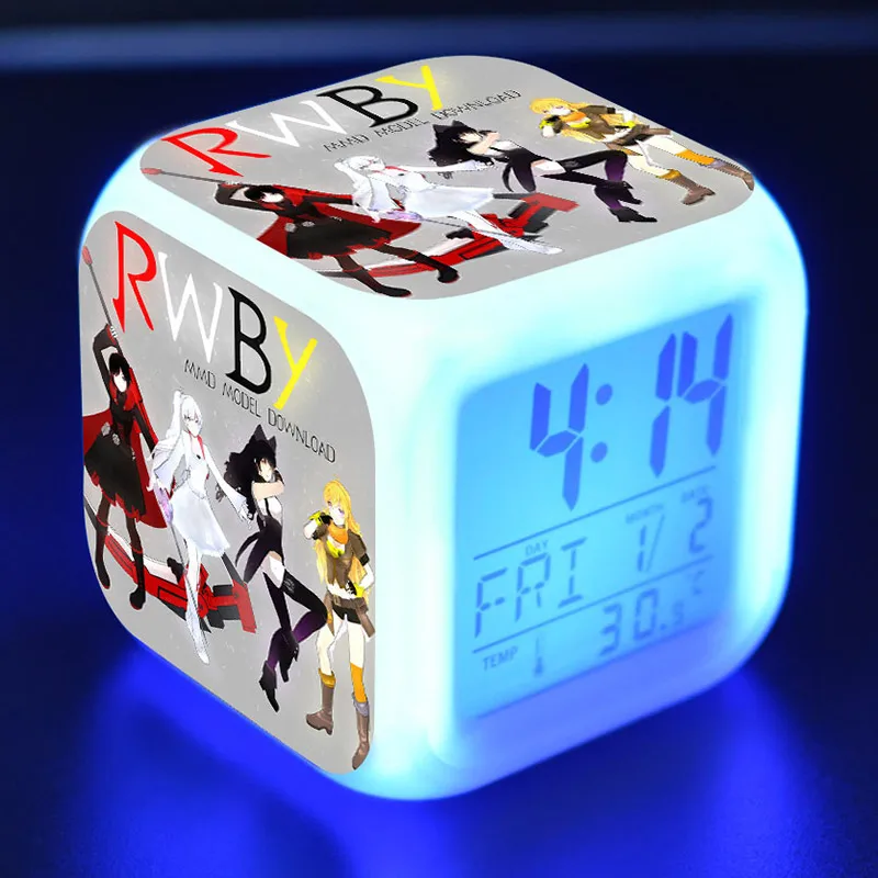 

Ruby Rose Rwby Anime Figurine Juguetes LED Alarm Clock Colorful Touch Light RWBY Figure Toys