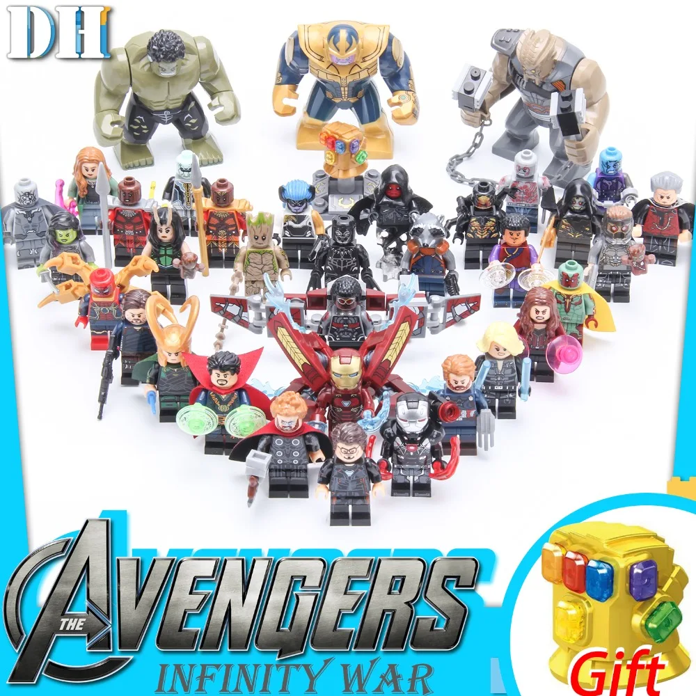 

Thanos Energy Stone Gloves Blocks Set Avengers 3 Infinite War Iron Man Miracle Digital Children's Toys Gifts 37pcs