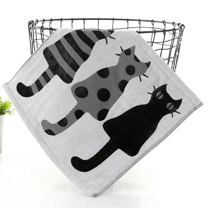 

Baby Saliva Towel Cotton Gauze Three-layer Large Square Bibs Cartoon Cat Soft Skin-friendly Kids Hand Towels