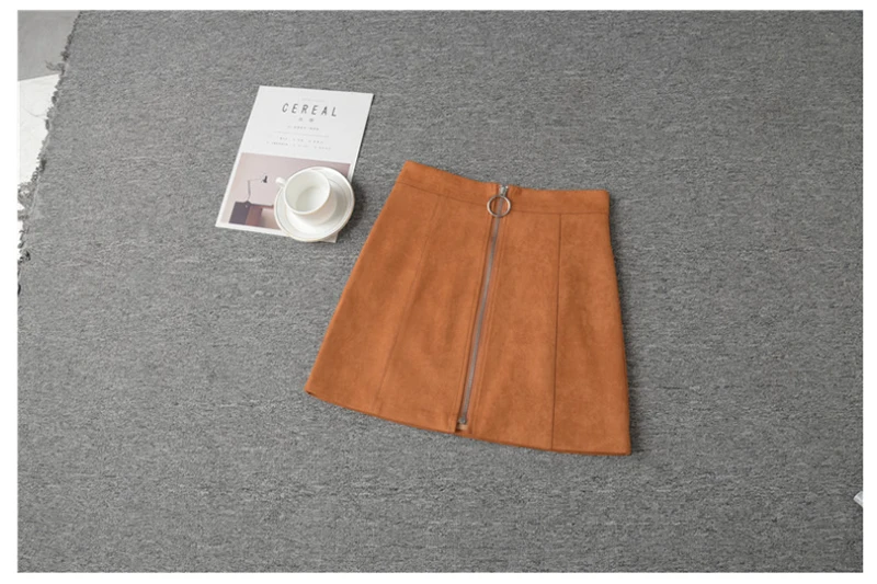 New Autumn And Winter Plus Velvet Women Skirt Front Zipper Short Leather High Waist Women Skirt Club Winter Casual Skirt D8A134 (13)