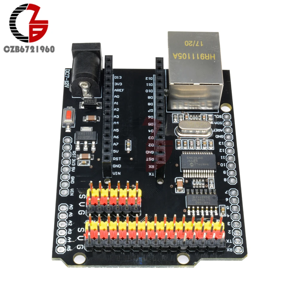 Сетевой модуль ENC28J60 Ethernet щит V2.0 для Arduino UNO R3 CH340 Nano V3.0