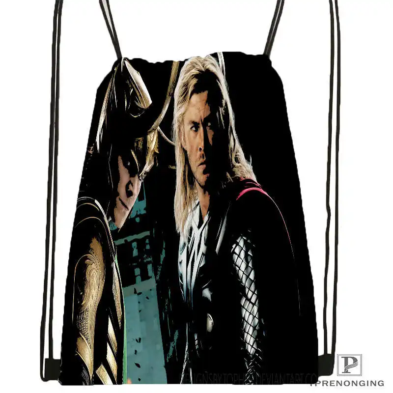 Пользовательские thor-loki-marvel походная сумка на шнурке для мужчин и женщин милый рюкзак дети ранец(черная спина) 31x40 см#20180611-03-150