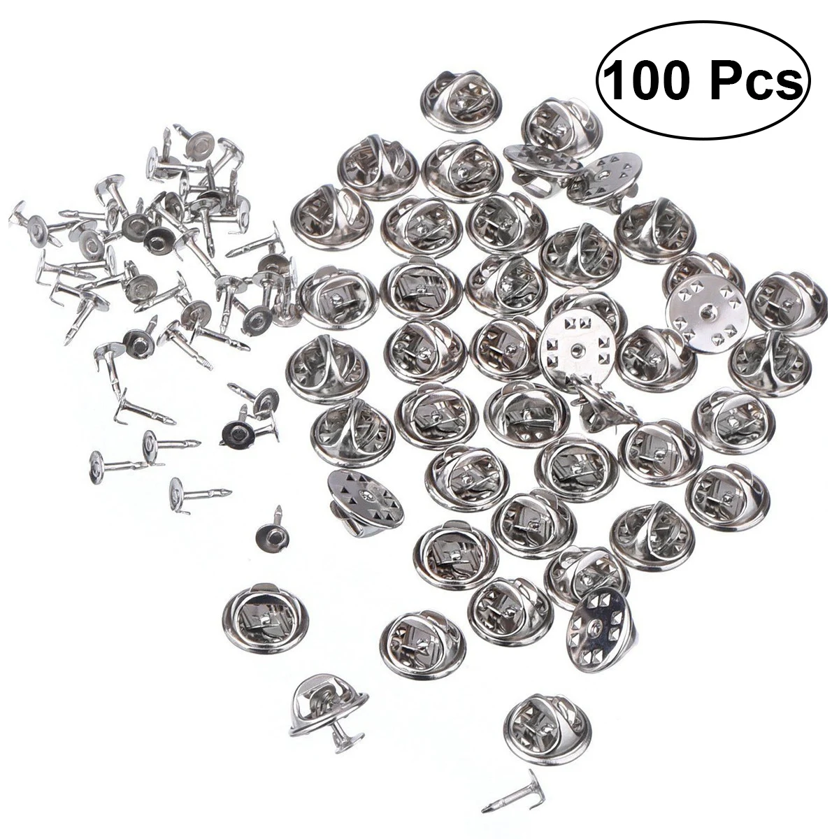Pack of 100 Butterfly Clutch Pin Backs Locking Pin Keeper Blank Pins
