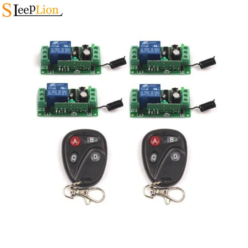 

Sleeplion Universal Wireless DC 12V 10A Remote Control Switch Transmitter Wireless Remote Control 4 Receiver Module 12V
