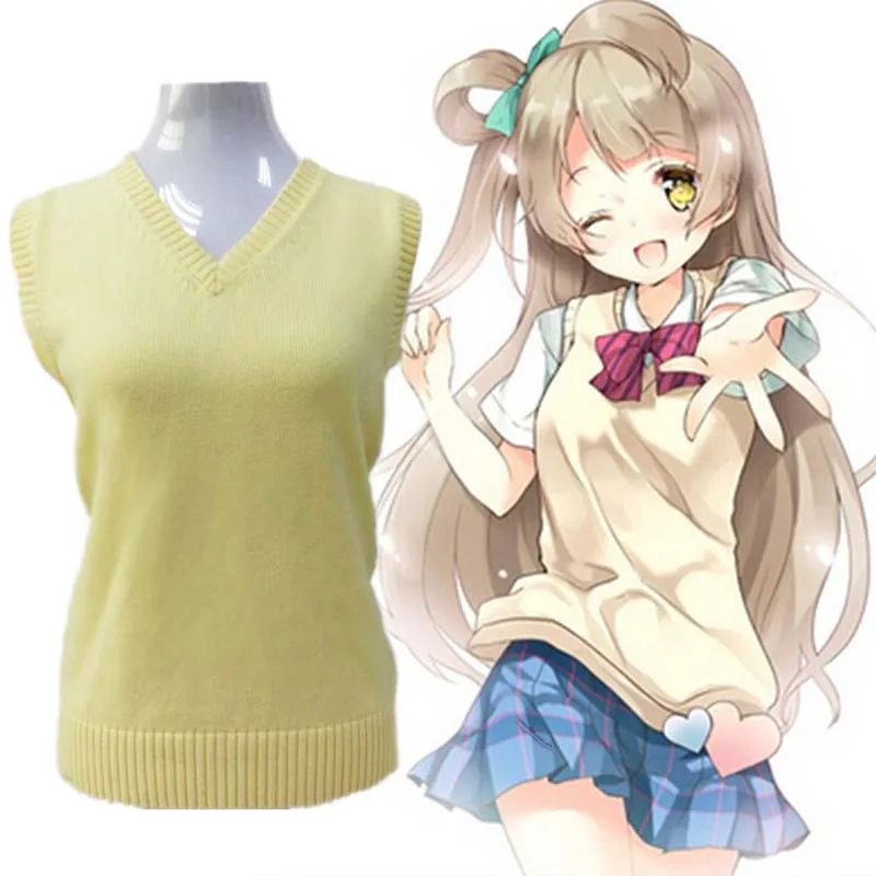 

Young Women Yellow Vest Sweaters Women Spring Cosplay Costume Lovelive Yazawa Niko Sweater Winter Warm Vest Sweater