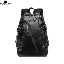 Venta caliente Mochilas de Cuero Cera de Petróleo Bolso de Moda De Estilo Occidental Para Los Hombres Zip Casual Mochilas Mochila de Viaje Portátil Negro