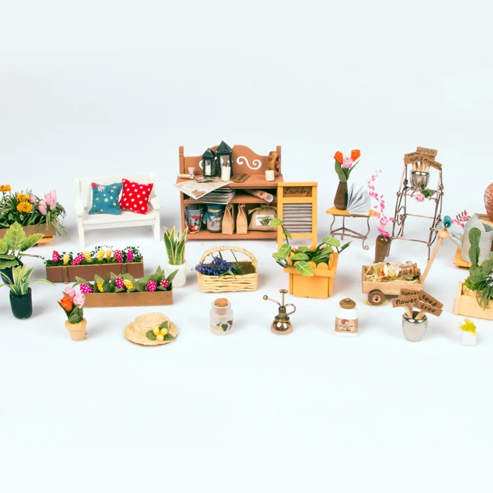 Robotime DIY Doll House Miller's Garden Children's Gift Adult Miniature Wooden Dollhouse Model Building Kits Toys DG108
