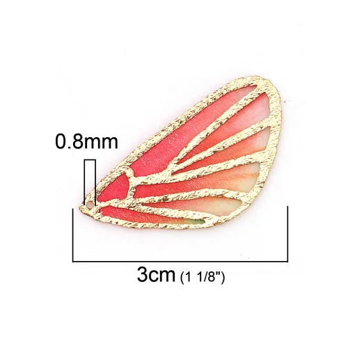 DoreenBeads подвески из ткани крылья бабочки фиолетовые и синие розовые красные амулеты DIY фурнитура 30 мм(1 1/") х 16 мм(5/8"), 5 шт - Окраска металла: 3