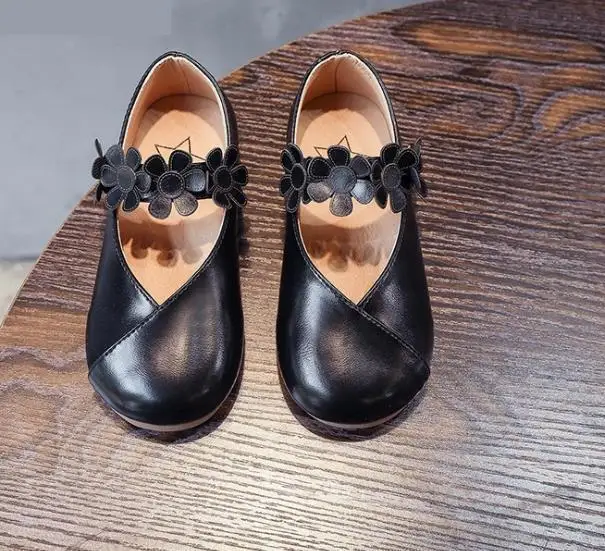 Children's Black Casual Leather Shoes For Girls Autumn Baby Kids Girls