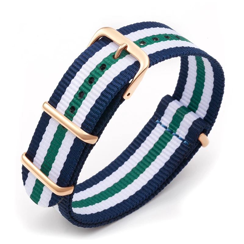 

high quality nylon fabrics style nato army sport watch strap 20mm in navy blue shamrock green ivory white
