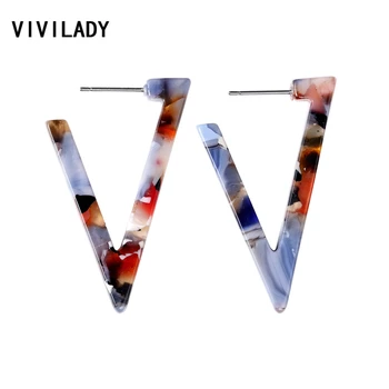 VIVILADY Fashion Geometric Triangle Hoop Earrings Women Candy Acrylic Acetic Acid Brincos Boho Summer Bijoux Jewelry Party Gifts