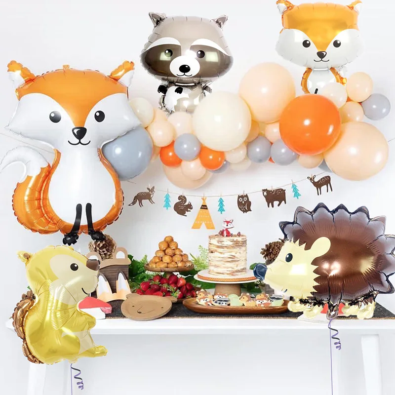 

1pc Large Animal Balloons Raccoon Hedgehog Fox Helium Ballon Happy Birthday Gifts Jungle Party Decorations Kids BabyShower Decor