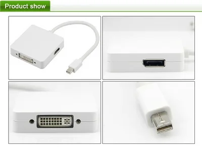 Sale 50pcs 3 in 1 mini 1080P displayport mini dp to HDMI DVI Display port DP adapter converter cable for Apple macbook 2