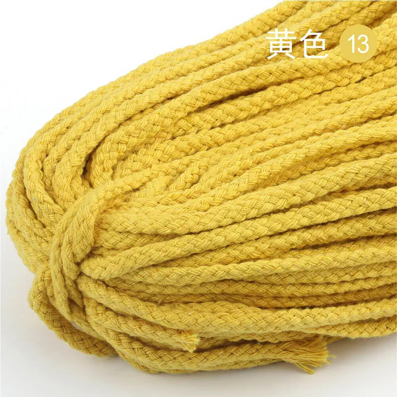 30 м/лот 5 мм хлопок шнур Экологичная витая веревка высокая прочность нить DIY текстиль ремесло плетеная нить домашние изделия для декорации - Цвет: 13 Yellow