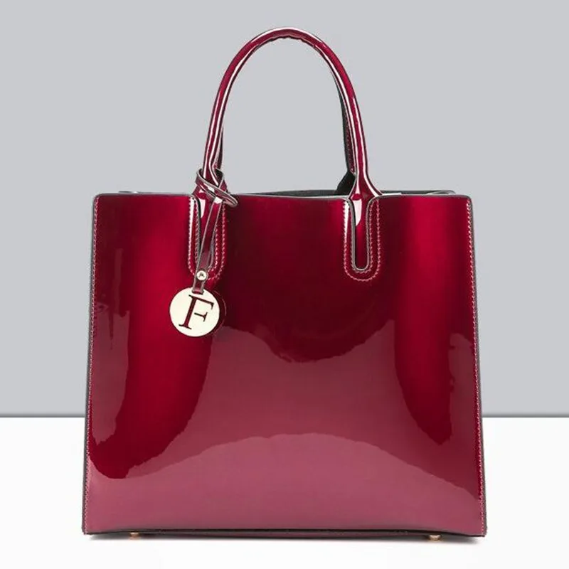 Luxury Designer Red Patent Leather Tote Bag Handbags Women Lady&#92;&#39;S Lacquered Handbag Bags For ...