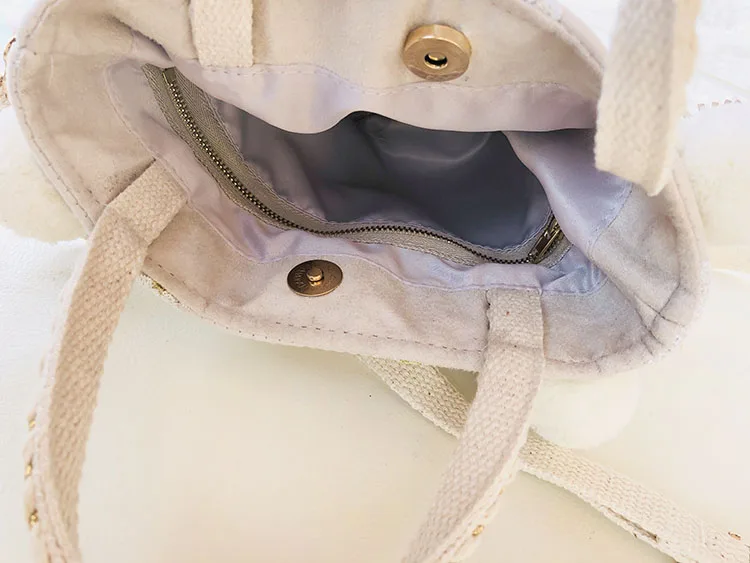 LilyHood Цветочная вышивка ручная сумка женская помпон ручка Tote Женская