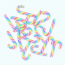 50 sztuk/paczka hurtownie 10mm X 30mm Rainbow Strips glina polimerowa kula cukrowa cukierki miniatury | dekorację na imprezę świąteczną