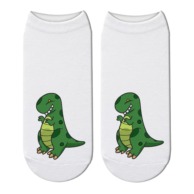Harajuku 3D Printed Dinosaur Cartoon Socks Women Cute Jurassic Tyrannosaurus Rex Lovely Short