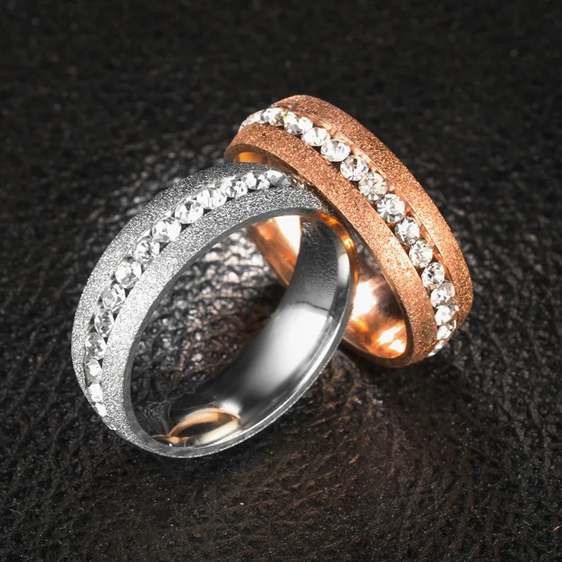 Silver Rose Gold Wedding Rings for Women Men Couple Promise Band Stainless Steel Anniversary Engagement Jewelry Alliance Bijoux