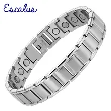 Escalus, магнитный серебряный цвет, мужской браслет, нержавеющая сталь, магниты, очаровательный браслет, здоровье, бижутерия bio, нежный мужской браслет