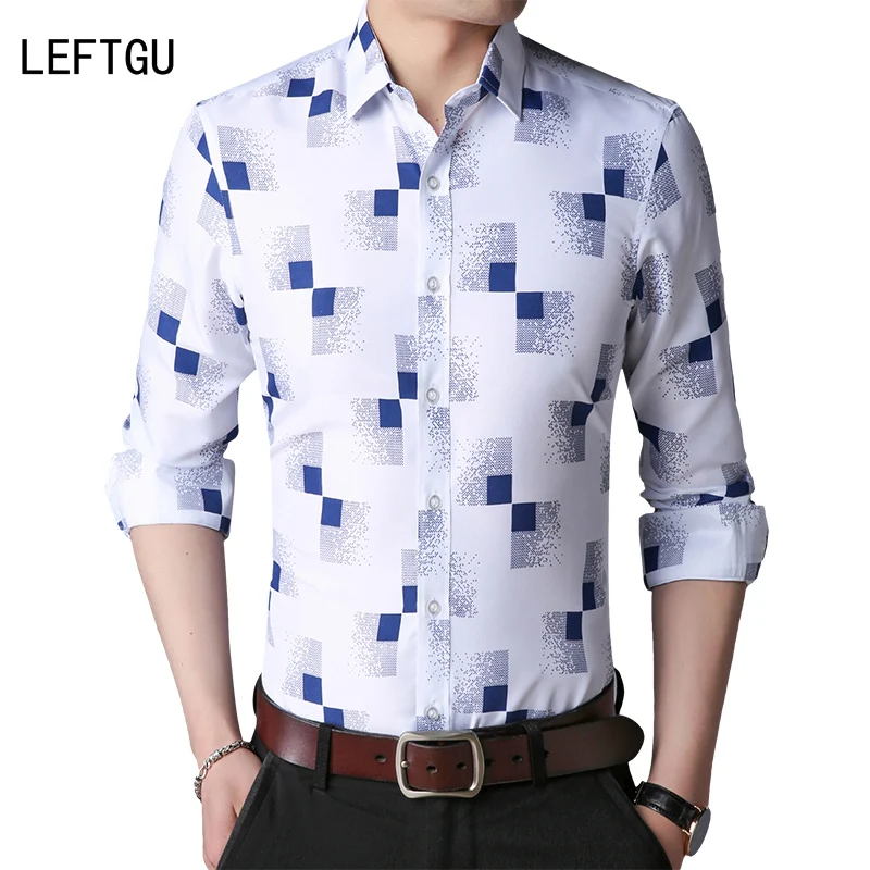 2018 Для Мужчин's Рубашки для мальчиков мужчин Slim Fit печати Camisa masculina Smart