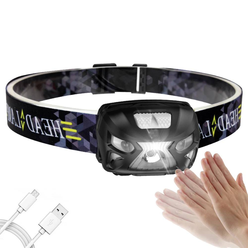 Mini Body Motion Sensor Headlight Rechargeable LED Headlamp 5W