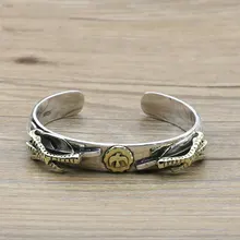 Японский стиль панк ретро тайское серебро для мужчин и женщин S925 Стерлинговое Серебро Takahashi Goro ручной работы Орлиный коготь Открытый браслет