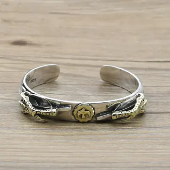 

Japanese Fashion Punk Retro Thai Silver Men And Women S925 Sterling Silver Takahashi Goro Handmade Eagle Claw Open Ended Bangle