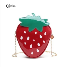 Сумки для женщин через плечо Новые Дамские индивидуальные маленькие сумки через плечо с клубничкой красные сумки с цепочкой для девушек вечерние CUMYKA