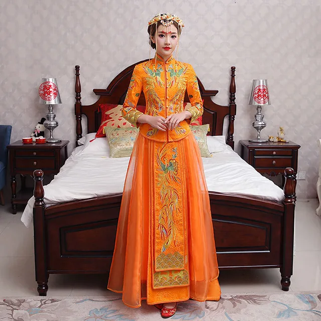 orange traditional dress