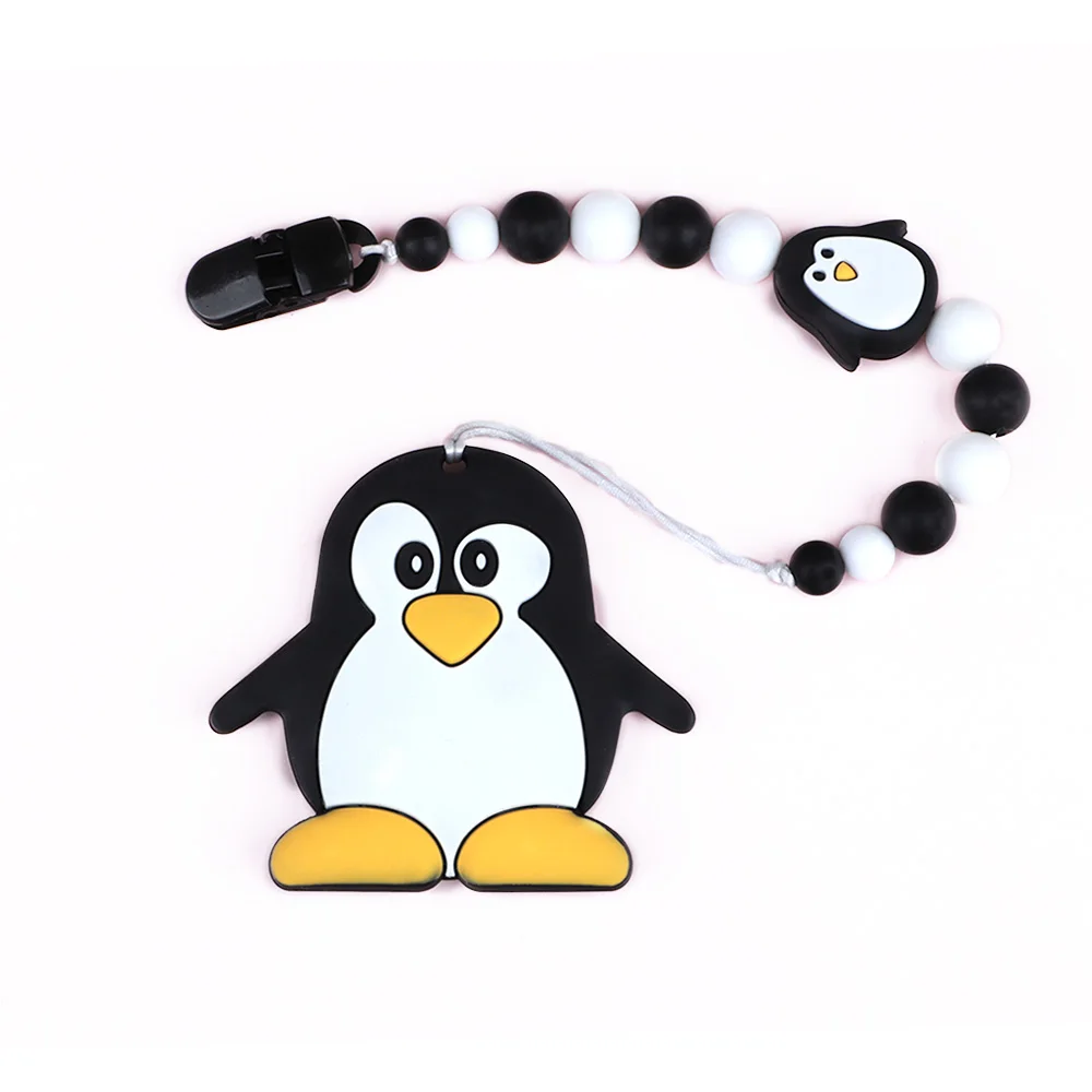 TYRY. HU 1 шт Детские Прорезыватели Пингвин Соска с животным зажимом цепь для Подвеска для детей держатель для соски Детские Прорезыватели жевательные игрушки, не содержащие БИСФЕНОЛ