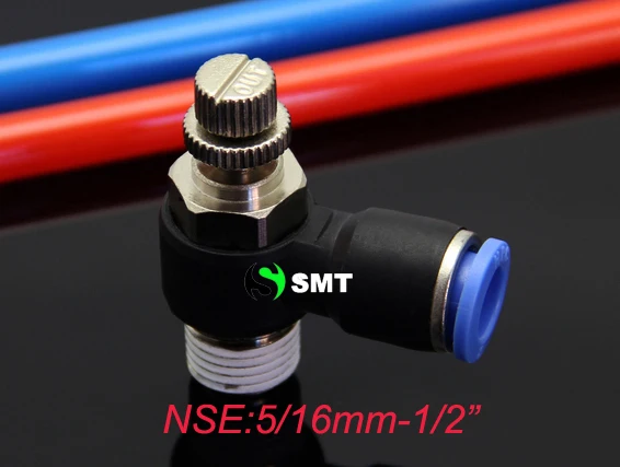 

free shipping 5pcs/lots NSE5/16-04 speed control, for 5/16mm hose 1/2 thread, pneumatic flow control valve, pneumatic connectors