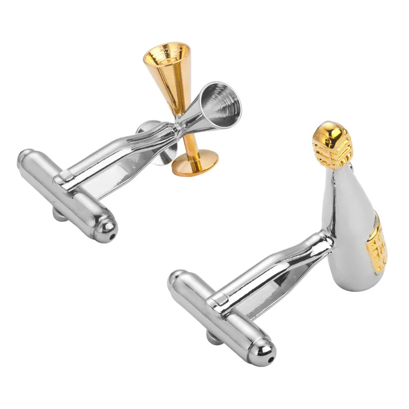 

KC high quality new shirts, men's gold and silvery and glass bottle male Wedding Custom Wedding Shirt Cufflinks Cuff Links