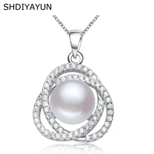 SHDIYAYUN Fine Pearl Necklace 3 Colors Natural Pearl Pendant 925 Sterling Silver Pearl Jewelry For Women Gift Diamond Necklace SHDIYAYUN Fine Pearl Necklace 3 Colors Natural Pearl Pendant 925 Sterling Silver Pearl Jewelry For Women Gift Diamond Necklace