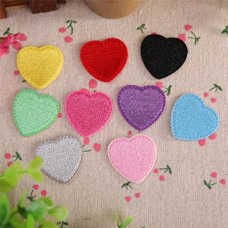 

10pcs/lot Cute Small Heart Patches for Clothing Embroidery Iron On Applique For Bags Dress Clothes Cheap Patches Applique