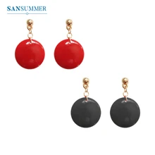 SANSUMMER стиль Модные круглые пластиковые повседневные серьги чистый цвет Элегантные темпераментные серьги ювелирные изделия для женщин
