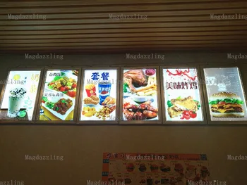 

6PCS 50X70CM Ultra Slim Snap Frame LED Illuminated Menu Boards Light Boxes,Wall Mounted LED Panel for Restaurant