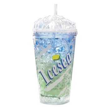 

450ML Summer Cold Drink Ice Cup Plastic Straw Cup Beach Cold Drink Cups Juice Cola Straw Mug Fashion Simple Cold Sippy mugs