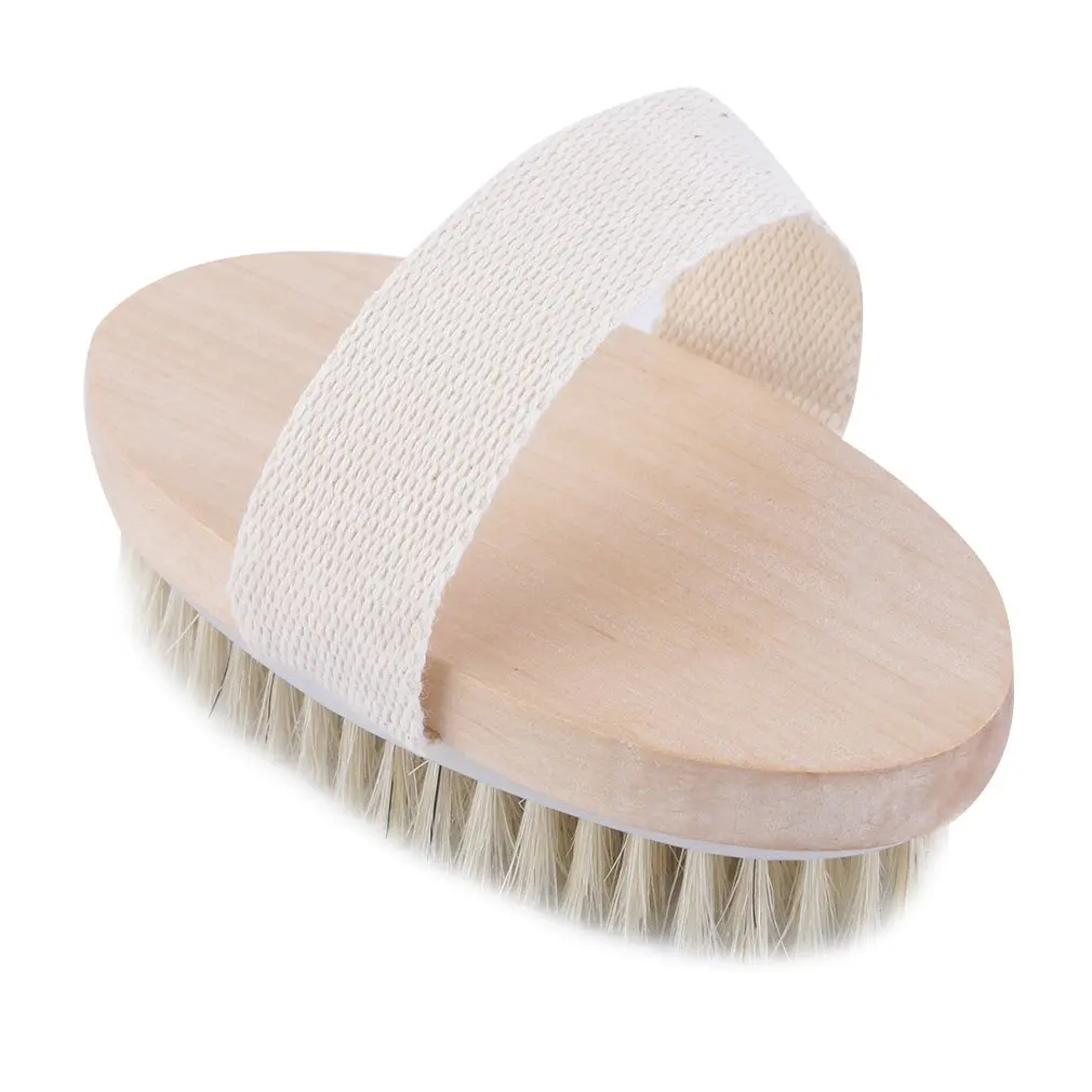 Natural Bristle Dry Skin Body Brush Shower Scrubber 6