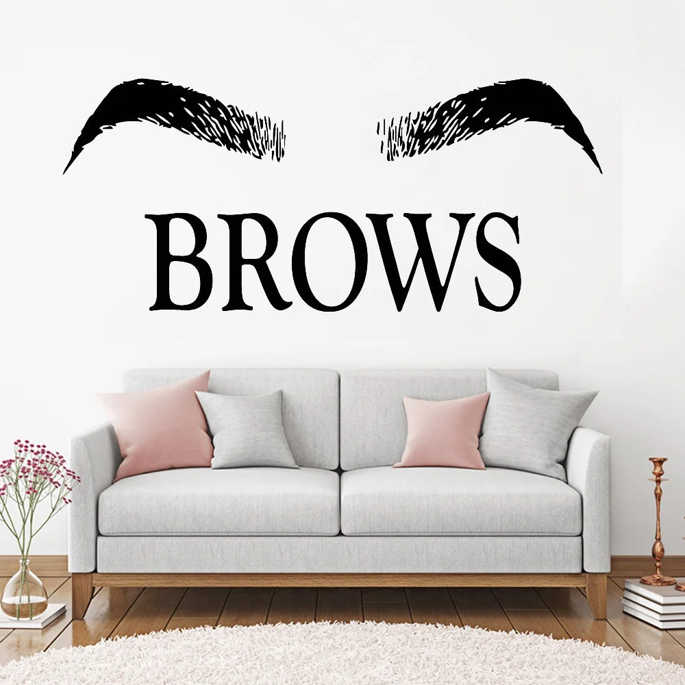 

Eyebrows Brows Beauty Salon Decals Eyelashes Lashes Extensions Vinyl Wall Stickers Quote Wall Decal Make Up Window Decor F894
