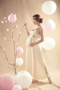 

New 2017 Fashion Photography Maternity Dress Props Fancy Photo Shoot pregnancy Women Dress With hemp Maxi Dress free shipping