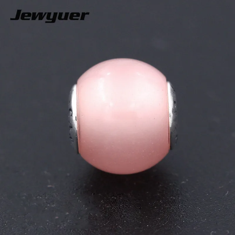 

CARING Essence pink Small hole Beads Charms Fit THIN Bracelets necklaces 925 Silver Sterling Jewelry DIY fine jewelry ST133