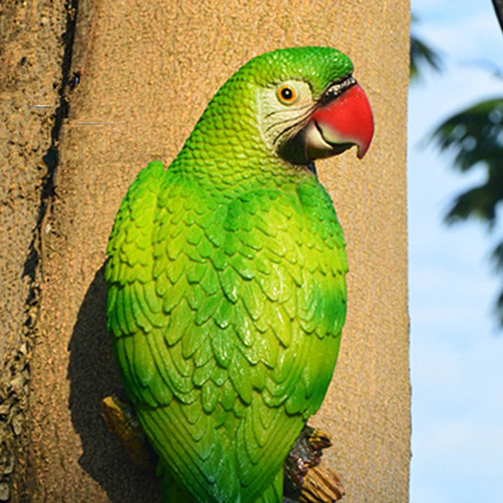 Тропические Macaws настенная скульптура Смола зеленая имитация попугая модель левый попугай Настенный декор зеленый