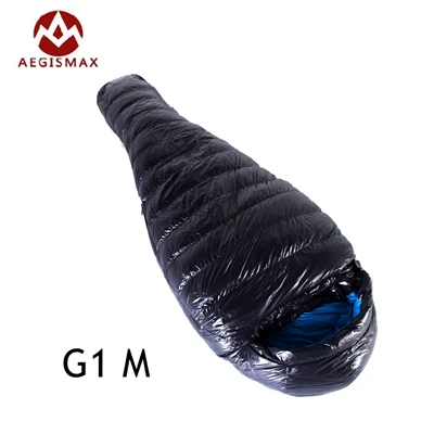 Aeismax 95% белый гусиный пух Мумия спальный мешок Сращивание холодной зимы Сверхлегкий перегородка дизайн кемпинг FP800 G1-G5 - Цвет: G1 M Black