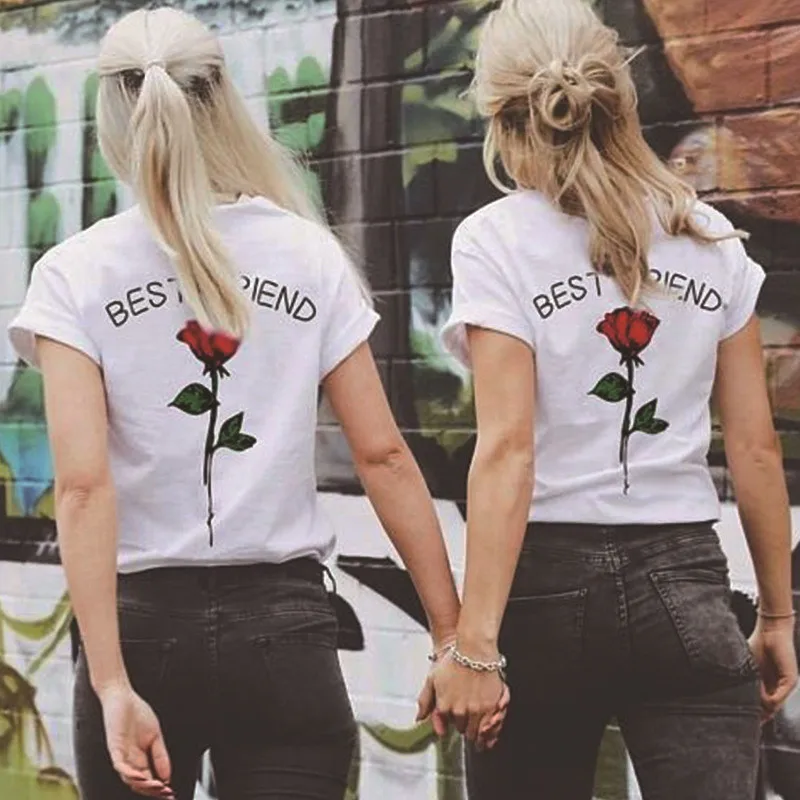 

Showtly Hot sale friend TV show T shirt women Vest friend letter Floral print T shirt Fashion Hip Hop sisters Tee short sleeve